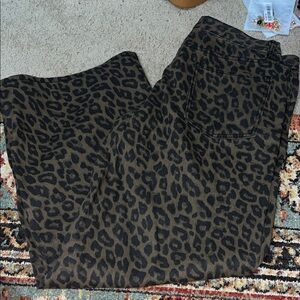 SHEIN Leopard Print Flare Jeans